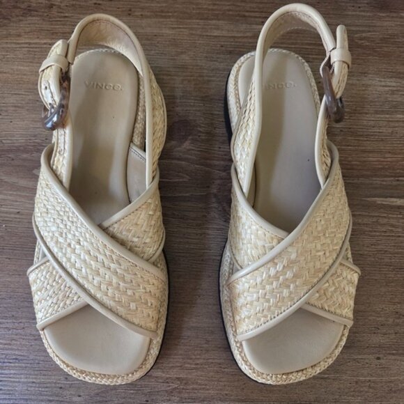 Vince Helena Raffia Lug-Sole Sandal Size 5 - Picture 3 of 9